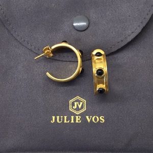 Julie Vos Gold and Onyx Hoop Earrings